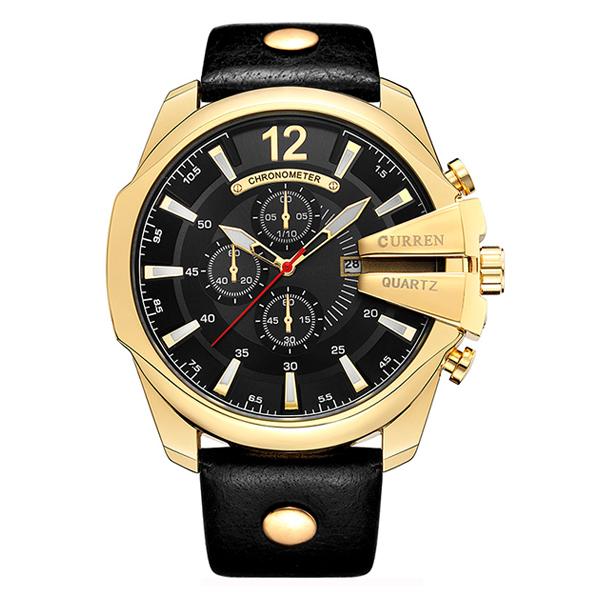 RELOJ CURREN ANÁLOGO DORADO