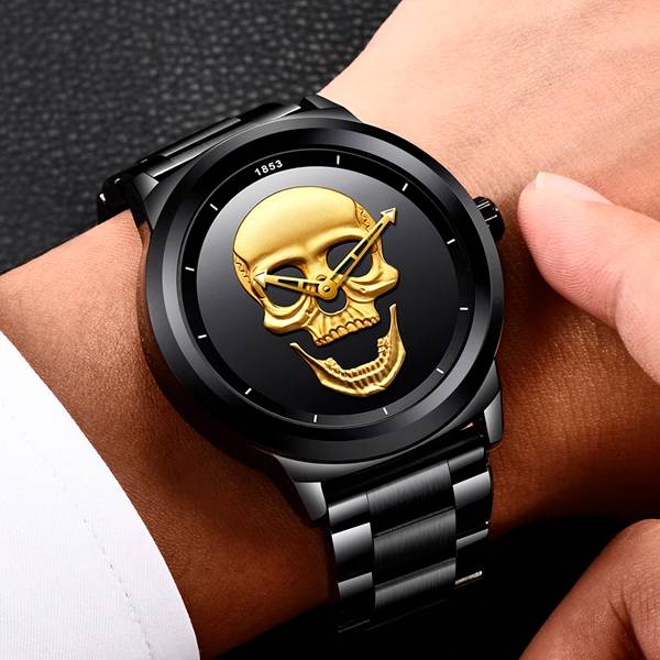 RELOJ CALAVERA DORADO