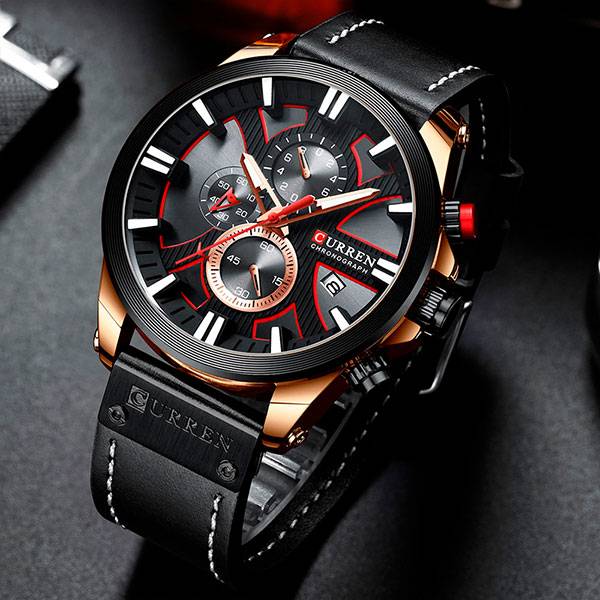 RELOJ CURREN ANÁLOGO NEGRO