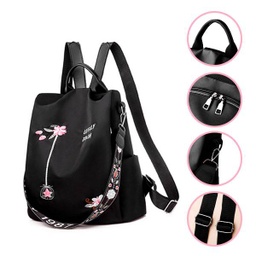 [MAprne1968] MOCHILA CON ADORNOS FLORALES/NEGRO