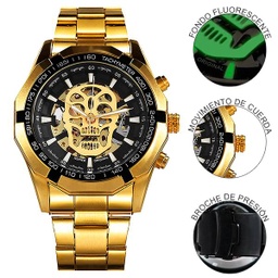 [RSkudo02932] RELOJ CALAVERA DORADO